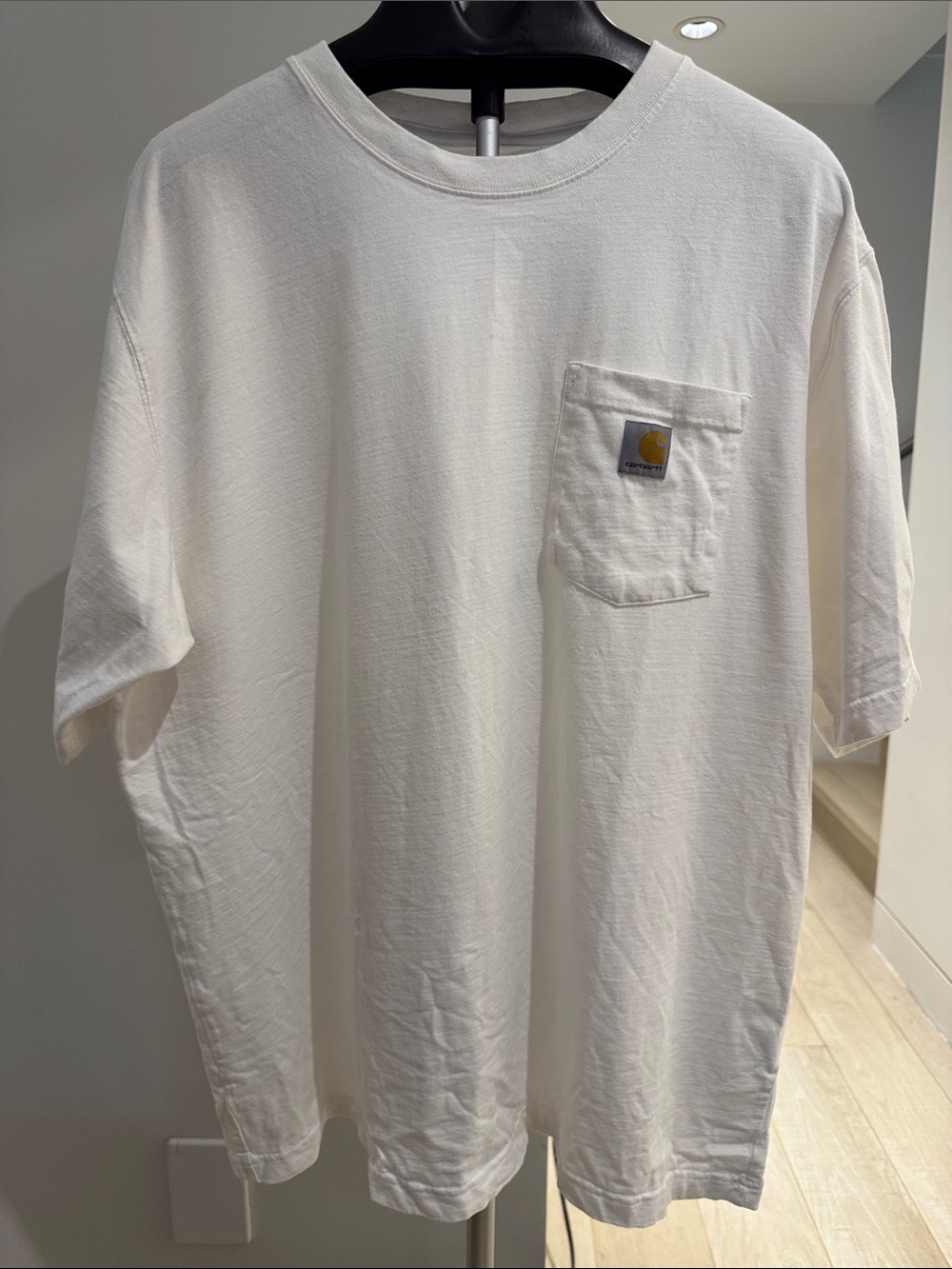 Carhartt Short-Sleeve Loose Fit Crew Pocket T-Shirt in White with Logo Patch